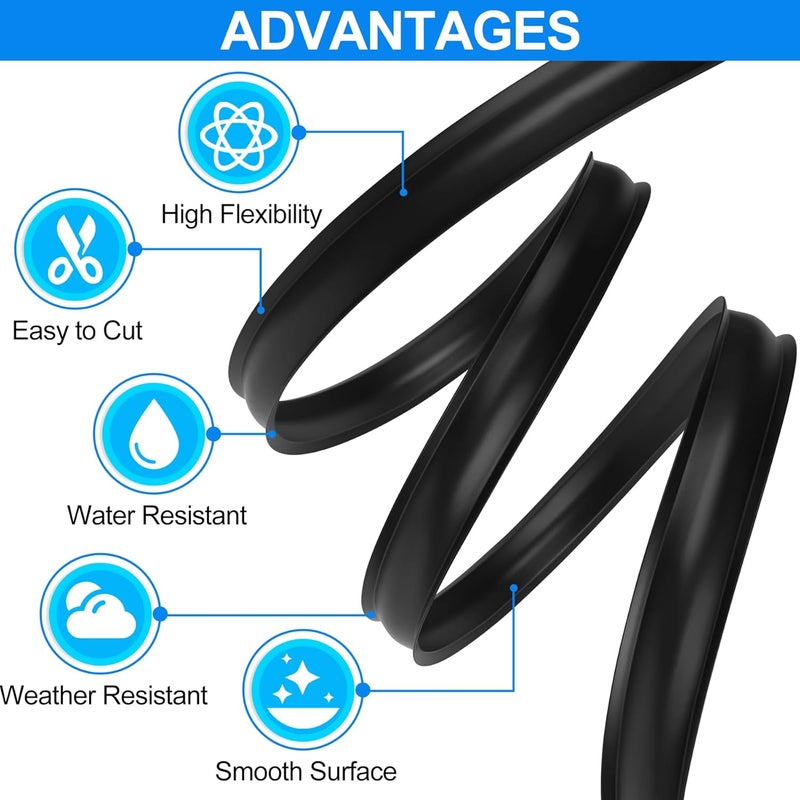 phepetroll 7/8" RV Trim Molding Insert, 25 FT Heavy Duty RV TPE Trim Molding Weather Stripping Exterior Replacement, Waterproof Screw Cover Corner for Camper Travel Trailer Boat Channel, Black - Image 3